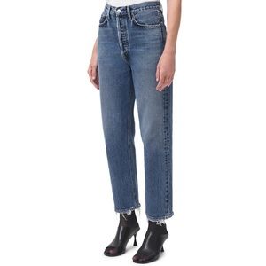 Agolde size 28 blue jeans- 90s highrise cropped straight leg
